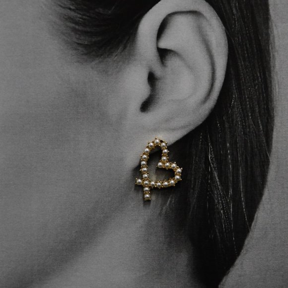 pearl heart-shaped earrings - Picture 3 of 3